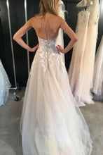 Ivory Strapless A-line Tulle Lace Sweetheart Wedding Dresses, Bridal Gowns, MW597