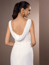 Wedding Dresses V Neck Court Train Chiffon Over Satin Regular Straps Vintage Backless Elegant with Side-Draped