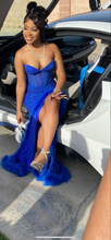 Glitter Royal Blue Long Prom Dress,Royal Blue Evening Dress Y4139