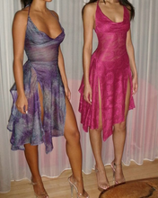 Vintage Halter A Line Slit Cocktail Dress Short Party Dress Y8491