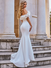 Wedding Dresses Spaghetti Strap Off Shoulder Stretch Fabric Cap Sleeve Romantic Elegant with Ruffles