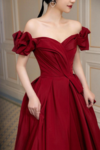 Burgundy Satin Long Prom Dress, A-Line Evening Dress Y1658