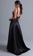 Lace Bodice Long Black A Line Prom Dress SYP75