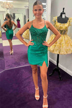 Lace-Up Bodycon Green Homecoming Dress Cocktail Dress PD534