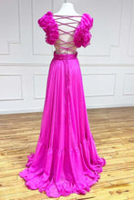Lace-Up V-Neck Ruffle Pleated Long Prom Dress SYP180