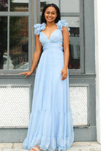 Lace-Up V-Neck Ruffle Pleated Long Prom Dress SYP180