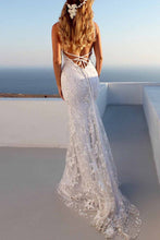 Lace Mermaid V-neck Spaghetti Straps Wedding Dresses, Bridal Gown, MW641