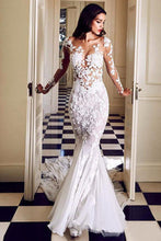 Lace See Through Mermaid Long Sleeves Wedding Dresses, Bridal Dress, MW522
