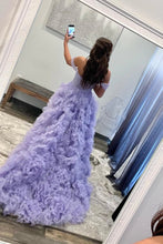 Lavender Off-the-Shoulder Ruffle Layers Prom Dress SYP145