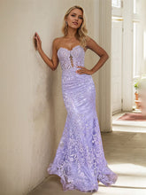 Lavender Lace Mermaid Prom Dress with Corset Bodice