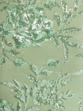 Lavender Square Neckline Floral Sequin Column Prom Dress with Wide Straps