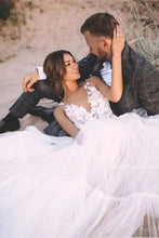 Layered Tulle Unlined Lace Wedding Ball Gown with Deep V-neck Wedding Dresses,MW371