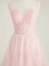 Light Pink Sweetheart Glitter Tulle Corset Prom Dress
