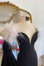 High Slit Prom Dress With White Feather SYP117