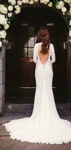 Long Sleeve See Through Lace Open Back Mermaid With Train Wedding Dresses,DB0162