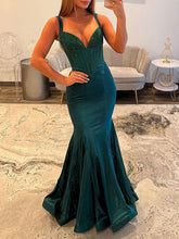 Luxurious Emerald Green Beaded Corset Mermaid Prom Dress