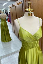 Olive Green Corset Lace-Up A-Line Long Formal Dress