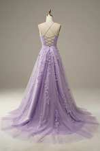 Elegant Lavender Prom Dresses A line Evening Dress Applique Party Gown Y1129