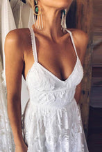 Charming Ivory Lace Floor Length V Neck Long Wedding Dresses on Line, MW237
