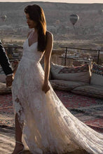Charming Ivory Boho Lace Bohemian Long Beach Wedding Dresses Bridal Dress, MW263