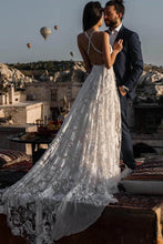 Charming Ivory Boho Lace Bohemian Long Beach Wedding Dresses Bridal Dress, MW263