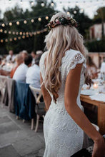 Lace Boho Mermaid Backless Cap Sleeve Bohemian Wedding Dresses ,MW265