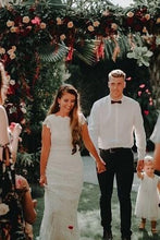 Lace Boho Mermaid Backless Cap Sleeve Bohemian Wedding Dresses ,MW265