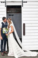 Lace Boho Mermaid Backless Cap Sleeve Bohemian Wedding Dresses ,MW265