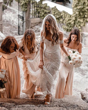 Sweetheart Neck Lace Beach Ivory Rustic Boho Wedding Dresses,MW267