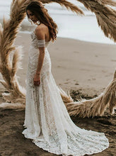 Sweetheart Neck Lace Beach Ivory Rustic Boho Wedding Dresses,MW267