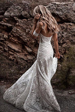 Sweetheart Neck Lace Beach Ivory Rustic Boho Wedding Dresses,MW267