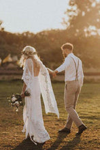 Sheath Boho Batwing Sleeve Lace Rustic Ivory Wedding Dresses ,MW276