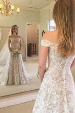 Rustic Boho Off the Shoulder Lace Wedding Dress,MW279