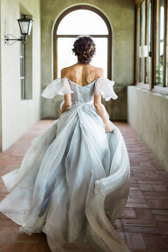 Off the Shoulder Ombre Beach Wedding Dresses, MW284