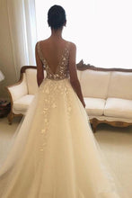 Backless Rustic V-Neck Lace Wedding Dresses Wedding Dress, MW287