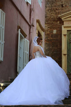 Vintage Long Sleeve Beadings Ball Gown Tulle Wedding Dress,MW297
