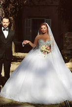 Vintage Long Sleeve Beadings Ball Gown Tulle Wedding Dress,MW297