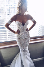 Cheap Mermaid Lace Wedding Dresses Sweetheart Neck Bridal Dress,MW300
