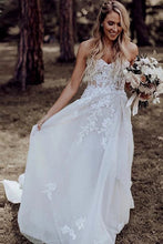 A-Line Sweetheart Sweep Train Wedding Dress with Appliques Beading, MW309