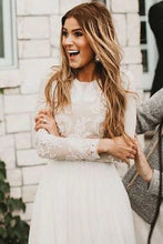 Chiffon A-Line Bateau Long Sleeves Wedding Dress with Appliques,MW320