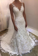 Cheap V-neck Backless Lace Mermaid Wedding Dresses,Cheap Bridal Dresses,MW331