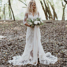 Mermaid Gown with Unlined Sleeves Wedding Dress Front Slit Ivory Lace Bridal dress,MW349