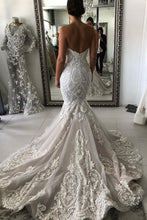 Gorgeous Wedding Dress with Drop Waist and Cascades Lace Mermaid with Court Train Bridal Dress,MW369