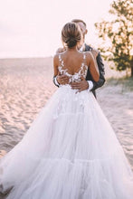 Layered Tulle Unlined Lace Wedding Ball Gown with Deep V-neck Wedding Dresses,MW371