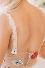 Unique See Through Ivory Stars Lace Pattern Bridal Dress Edgy Wedding Dresses,MW372