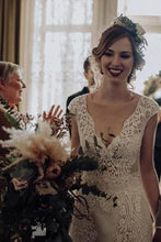 Lace Wedding Dress with Little Cap Sleeves Vintage Lace Pattern Bridal Dress,MW384