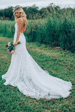 Elegant Mermaid Sweetheart Lace Ivory Wedding Dresses with train,MW406