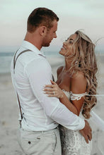 Sweetheart Sheath Lace Appliques Court Train Beach Wedding Dress,MW438