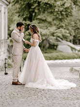 Wonderful Appliqued A-line Wedding Dresses With Cap Sleeves Tulle Gowns,MW443