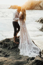 Wonderful Backless A-line Long Sleeves Wedding Dress Boho Bridal Gowns,MW448